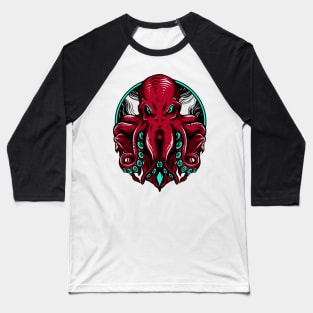 Octopus Kraken Sea Monster Blue Baseball T-Shirt